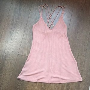 Dusty Rose Double-Strap Waffled Tank